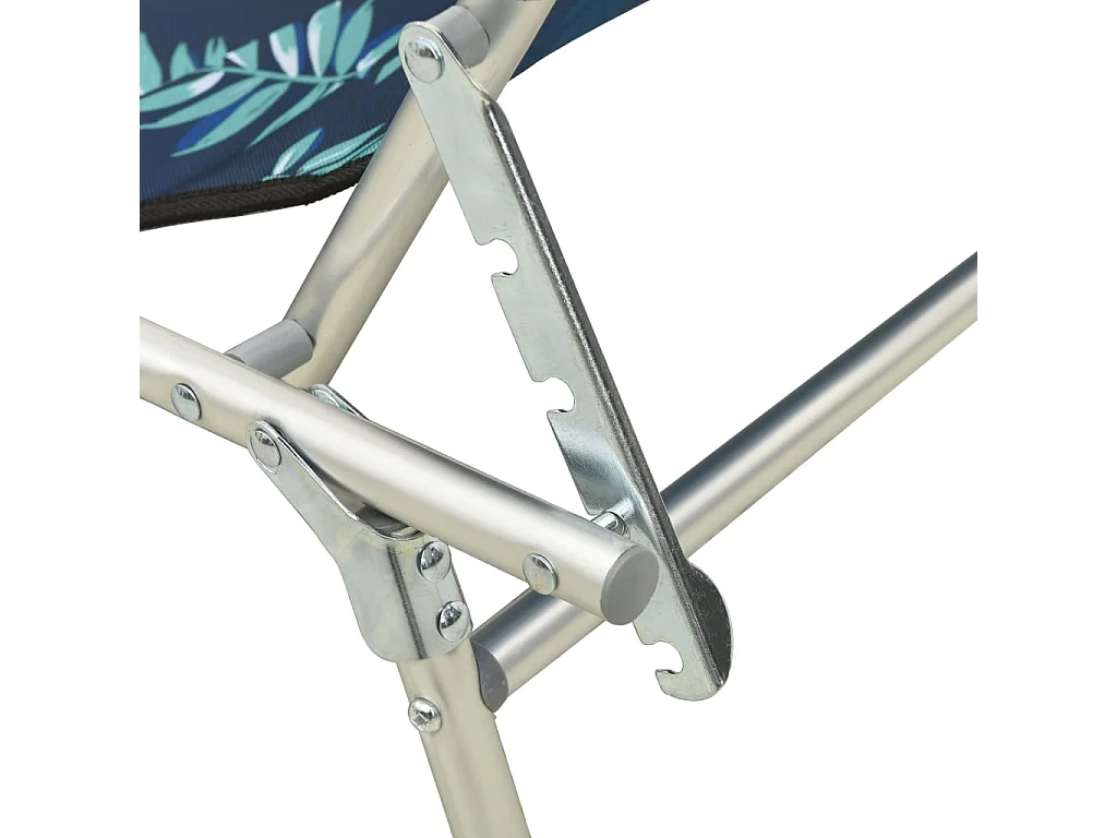 Chaise longue pliable avec auvent acier motif de feuilles