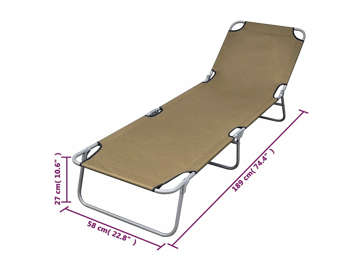 Opvouwbare loungestoel met verstelbare rugleuning Taupe