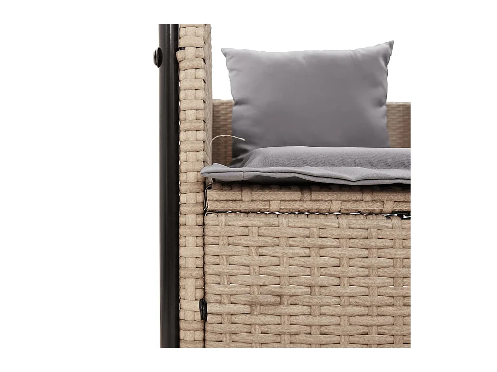 Chaise longue double avec toit et rideaux beige résine tressée