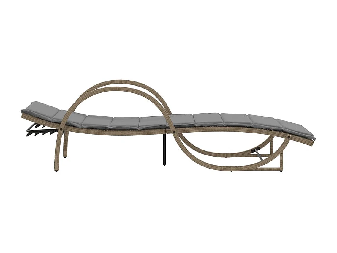Chaise longue avec coussin beige 60x199x42 cm résine tressée