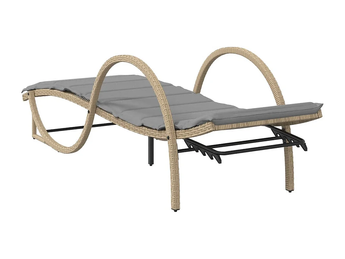Chaise longue avec coussin beige 60x199x42 cm résine tressée
