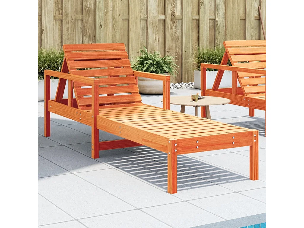 Poltrona lounge in cera marrone 199,5x62x55 cm in legno di pino massiccio