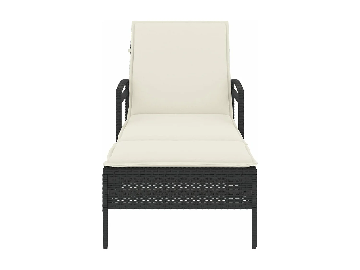 Espreguiçadeira com almofada preta 63x200x81 cm resina tecida