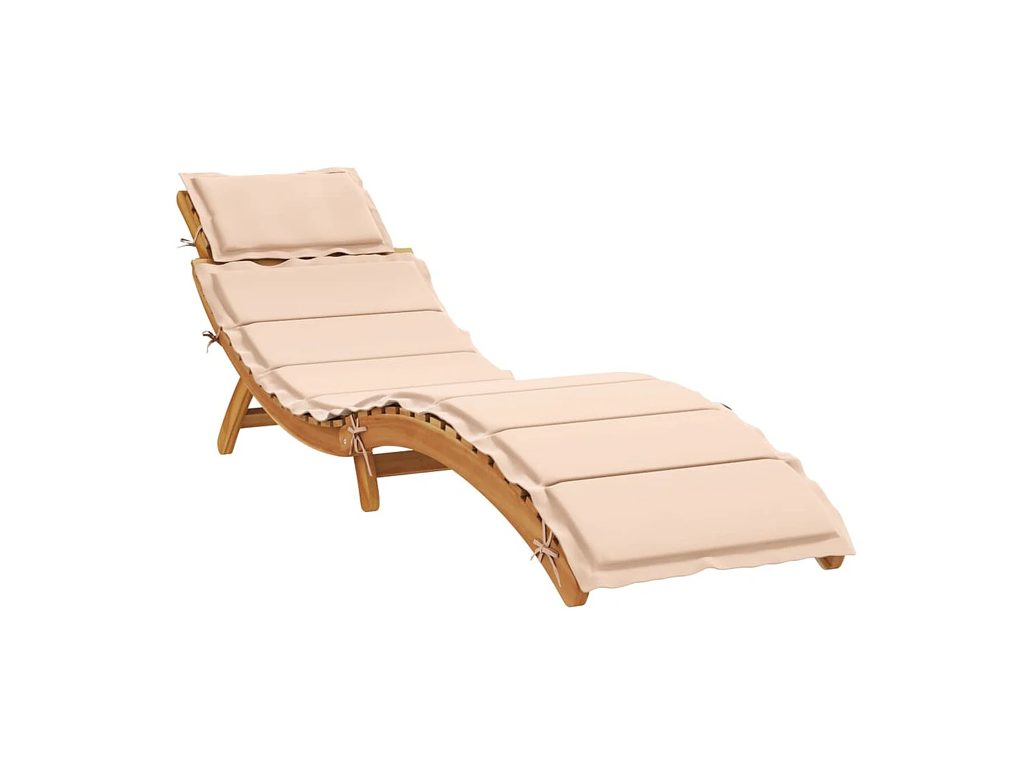 Juego de 2 tumbonas con cojines de madera maciza de acacia beige