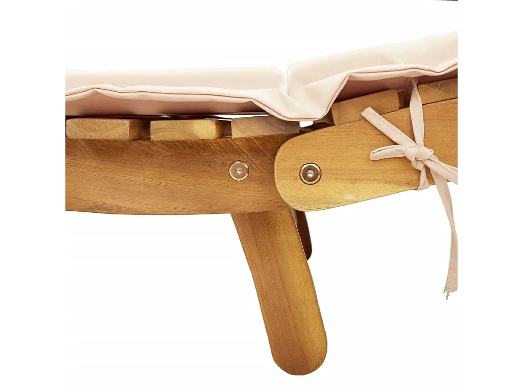 Juego de 2 tumbonas con cojines de madera maciza de acacia beige