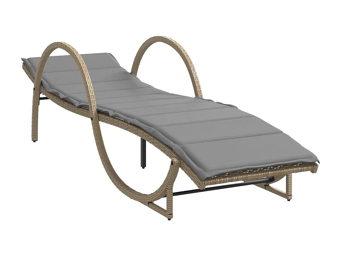 Set di 2 sedie a sdraio con tavolo in resina intrecciata beige