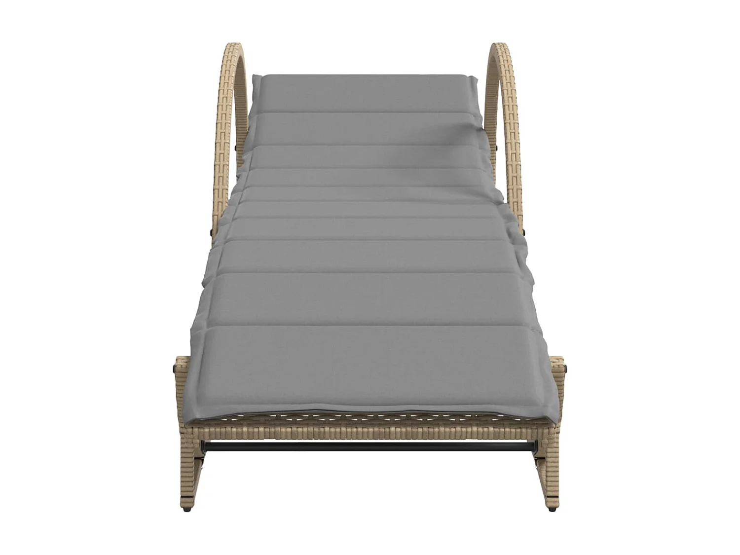 Set di 2 sedie a sdraio con tavolo in resina intrecciata beige