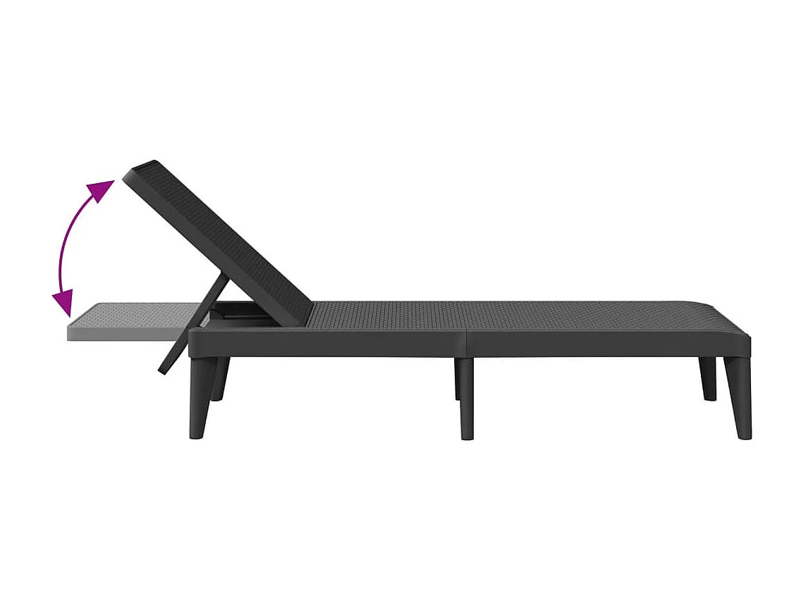 Chaise longue anthracite 186x60x29 cm PP