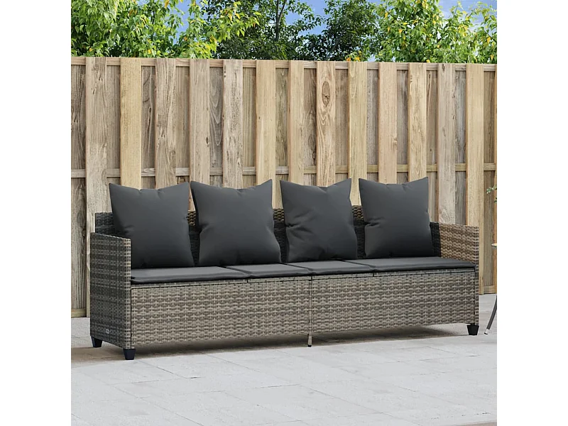 Chaise longue avec coussins gris résine tressée