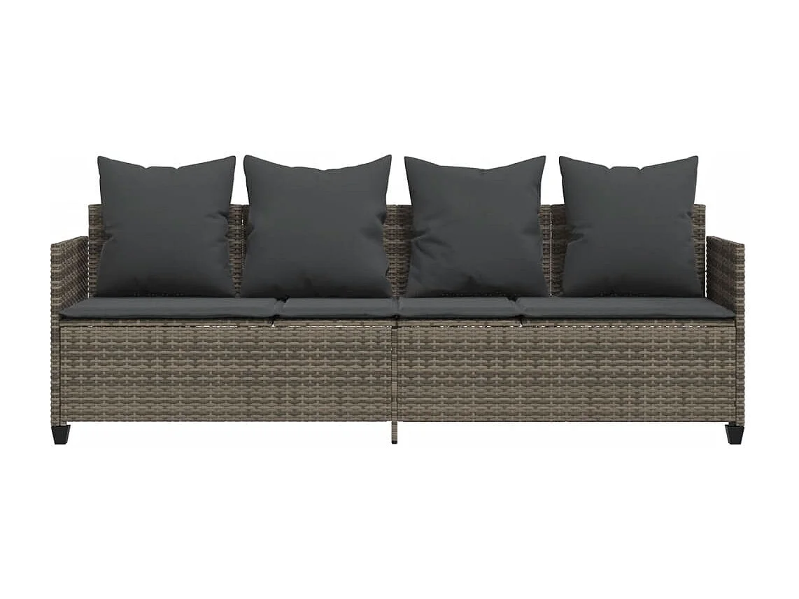 Chaise longue avec coussins gris résine tressée