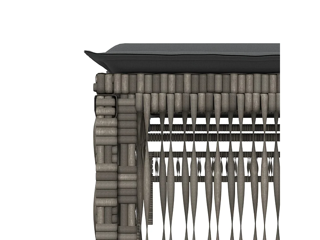 Juego de 2 tumbonas con mesa de resina trenzada gris.