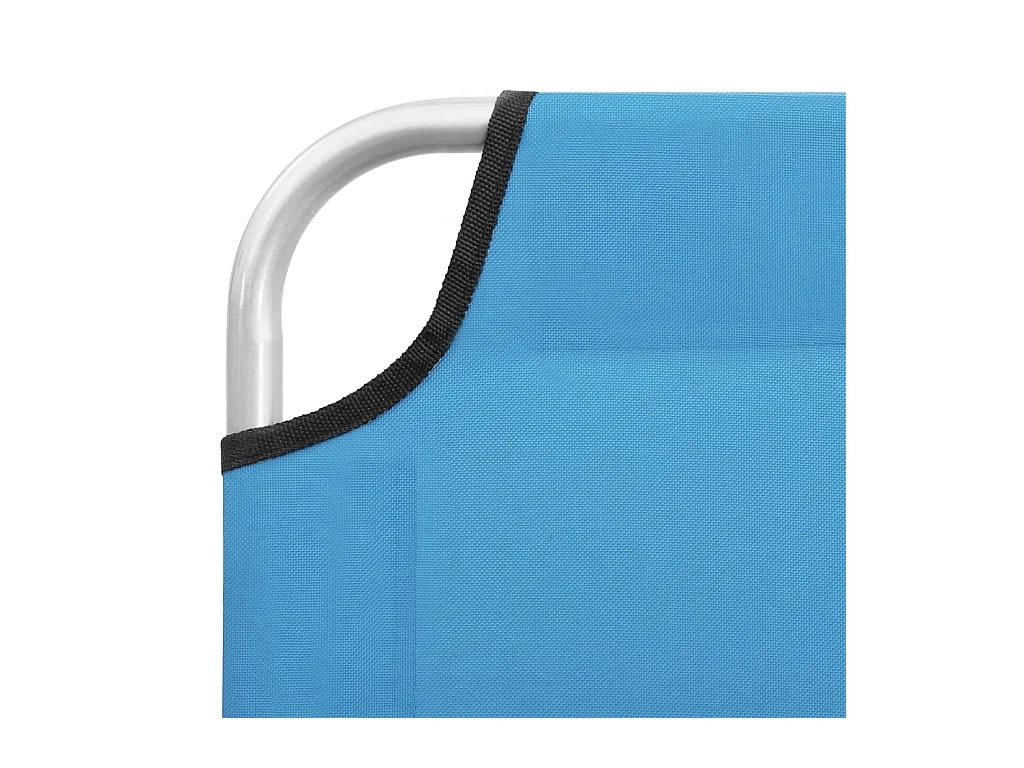 Chaise longue pliable acier et tissu bleu turquoise