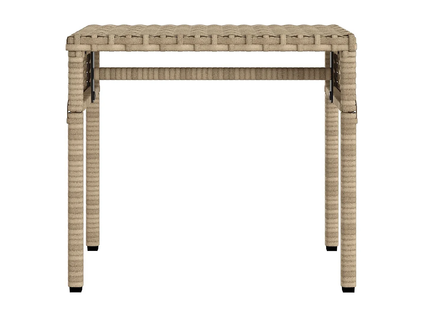 Sedia a sdraio con baldacchino e tavolino in resina intrecciata beige