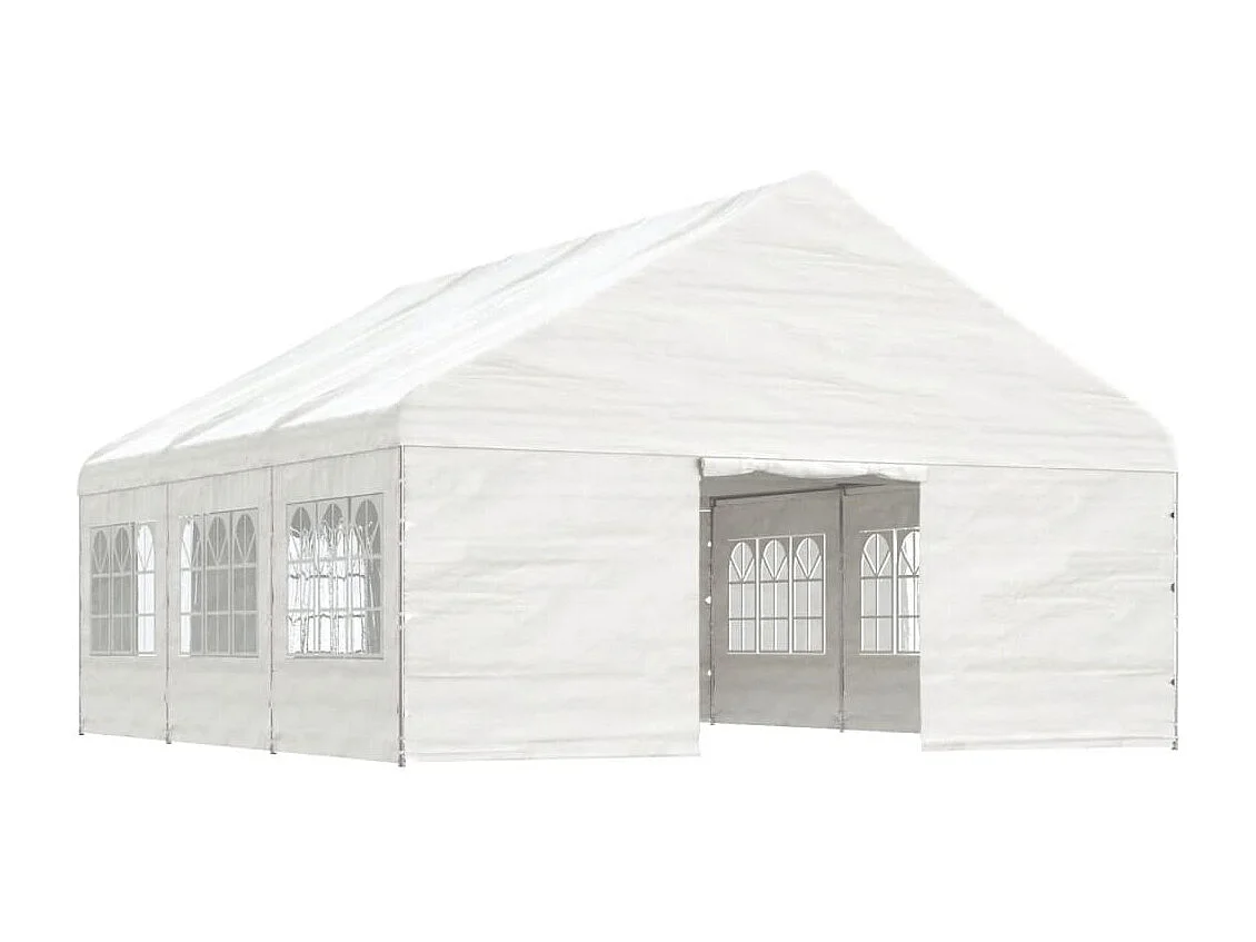 Belvédère avec toit blanc 6,69x5,88x3,75 m polyéthylène