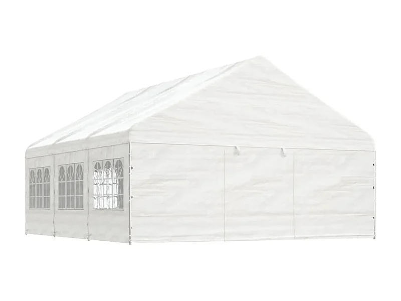 Prieel met dak 6,69x5,88x3,75 m polyetheen wit