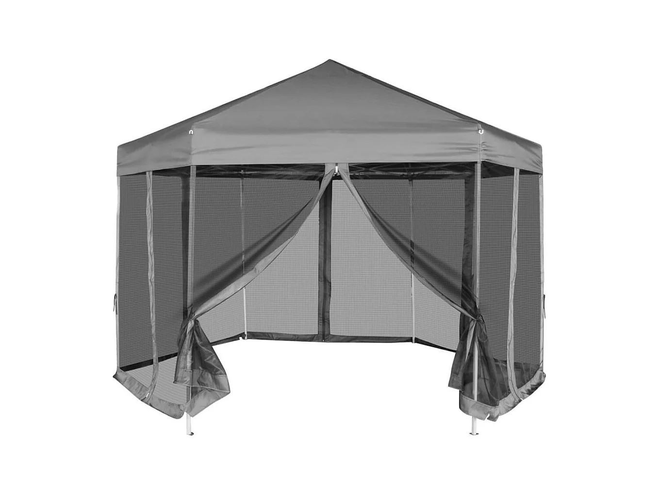 Chapiteau hexagonal avec 6 parois latérales Gris 3,6x3,1 m