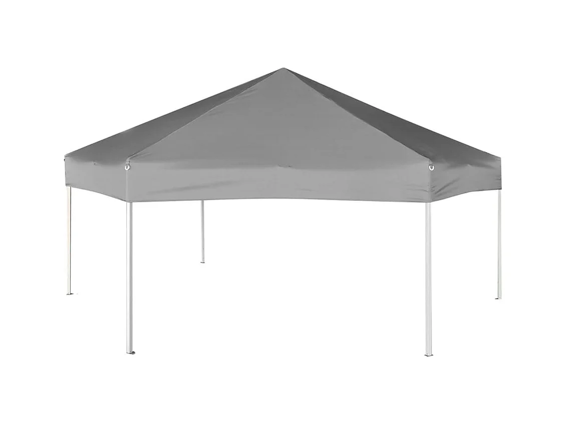 Partytent pop-up zeshoekig met 6 zijwanden 3,6x3,1 m grijs