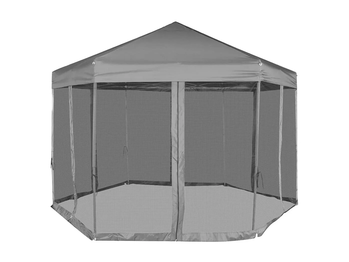 Chapiteau hexagonal avec 6 parois latérales Gris 3,6x3,1 m