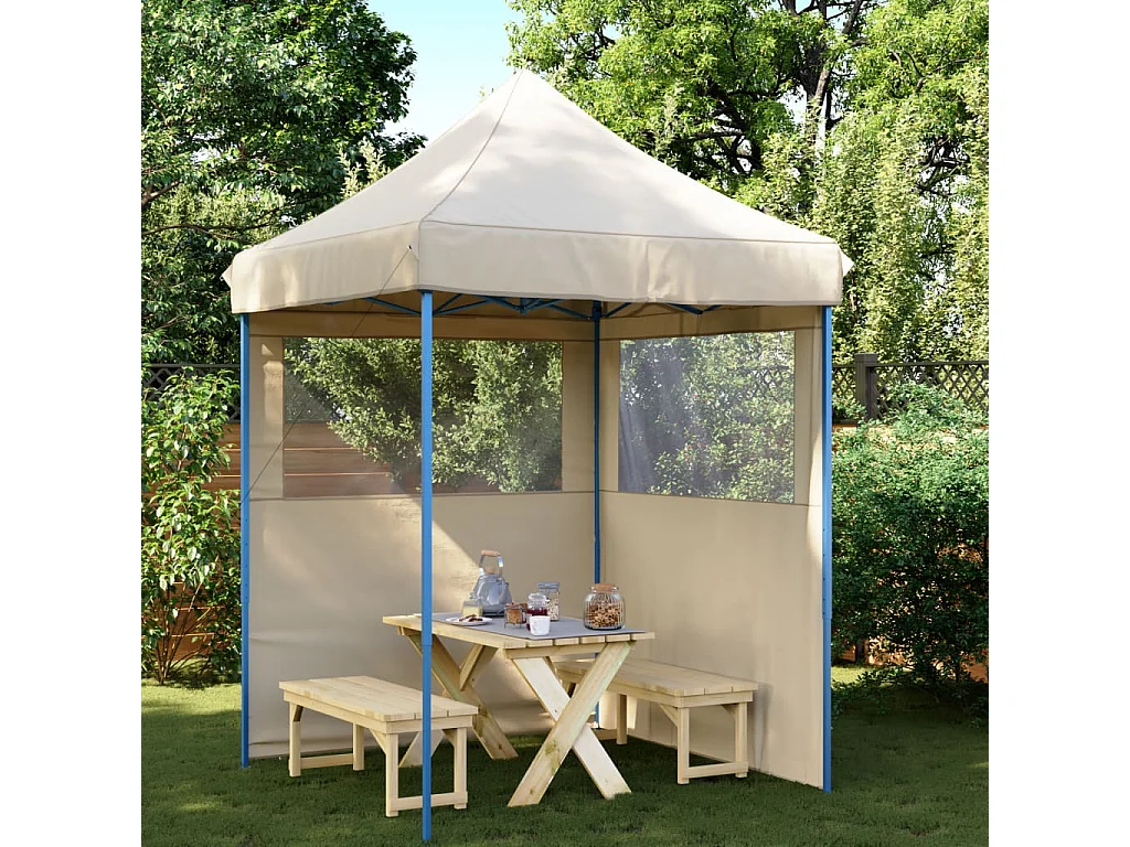 Tendone per Feste Pieghevole Pop-Up con 2 Pareti Beige
