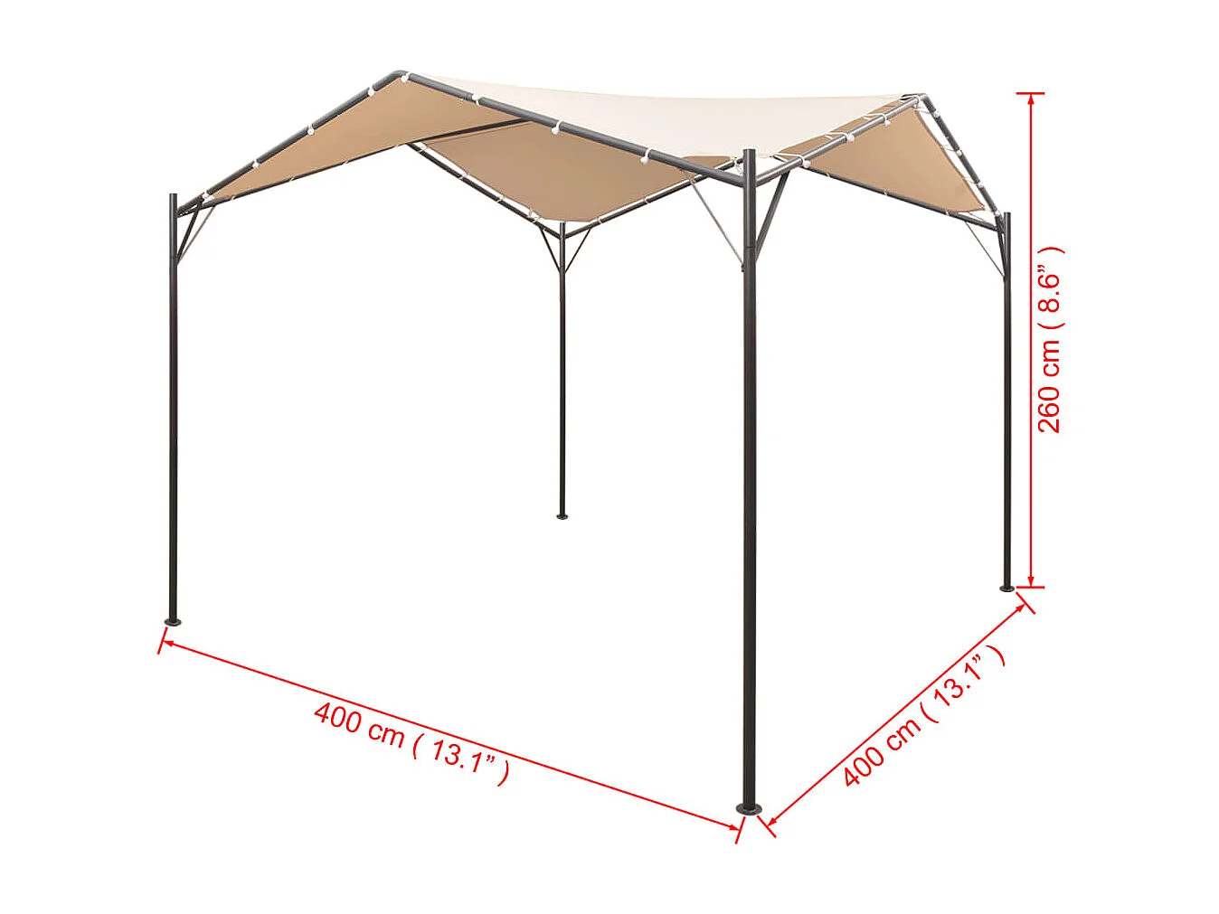 Chapiteau tente 4 x 4 m Beige Acier