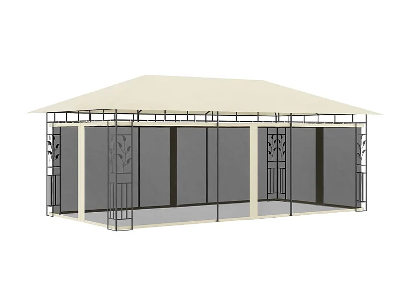 Gazebo com rede mosquiteira 6x3x2,73 m creme