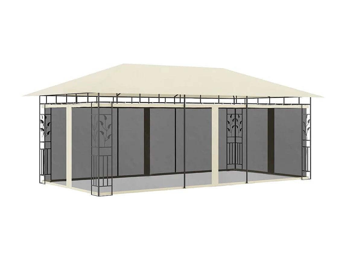 Gazebo con Zanzariera 6x3x2,73 m Crema