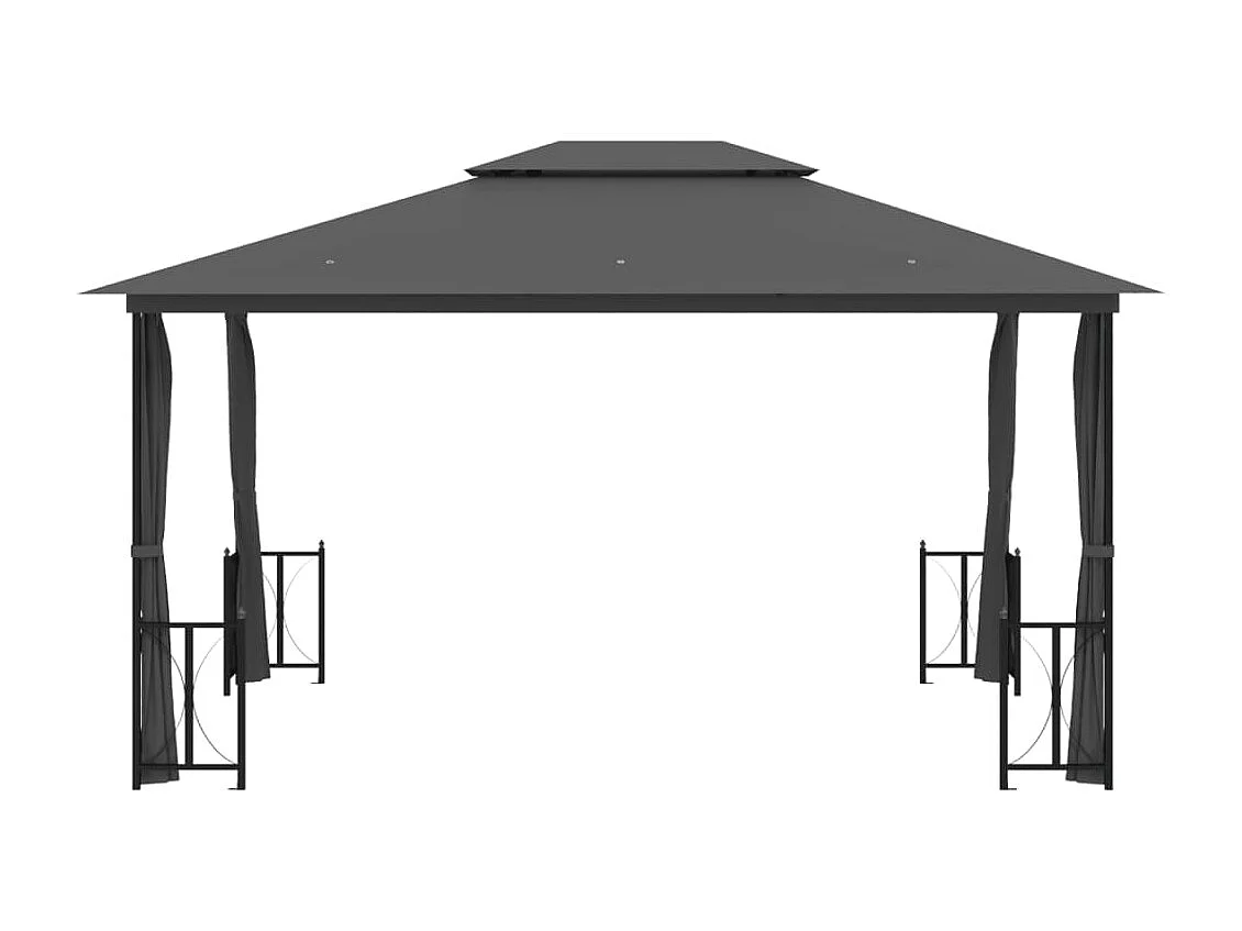 Tonnelle avec parois et toit double 3x4 m Anthracite