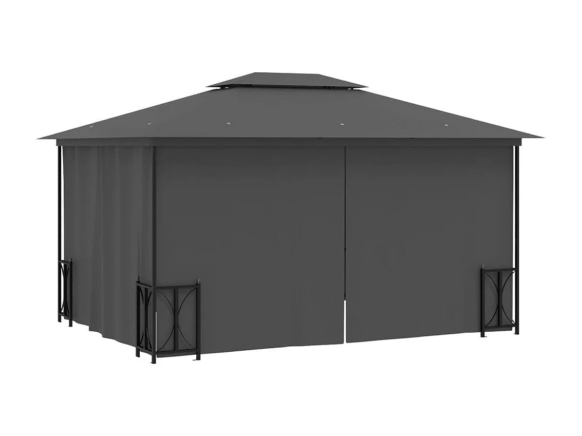 Tonnelle avec parois et toit double 3x4 m Anthracite