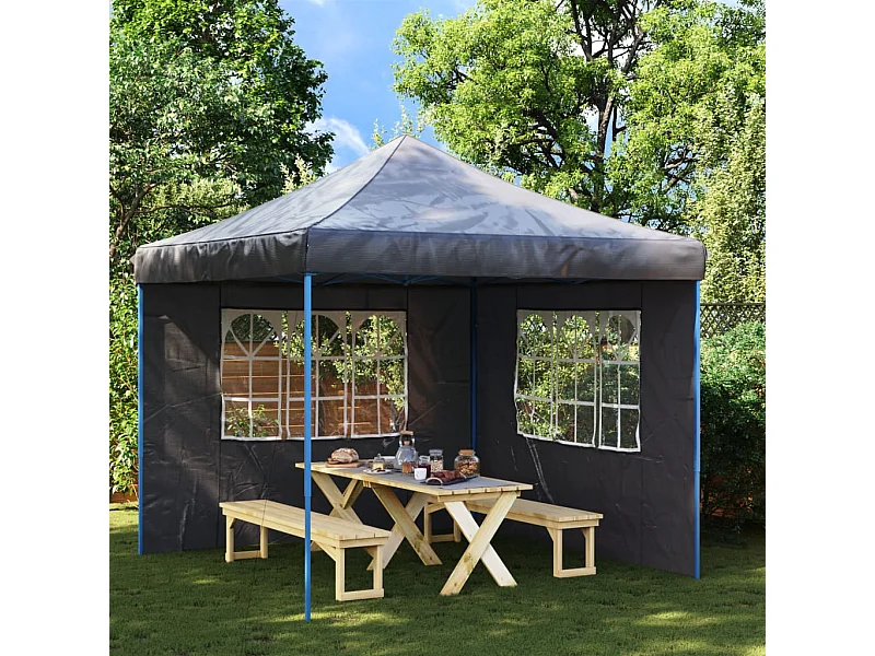 Parede lateral com janela p/ tenda de festas 2 pcs PE antracite