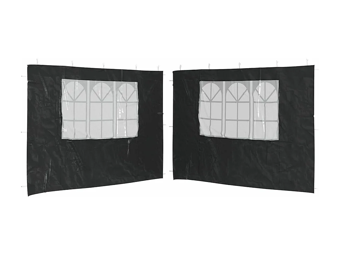 Paroi de tente de réception 2 pcs avec fenêtre PE Anthracite