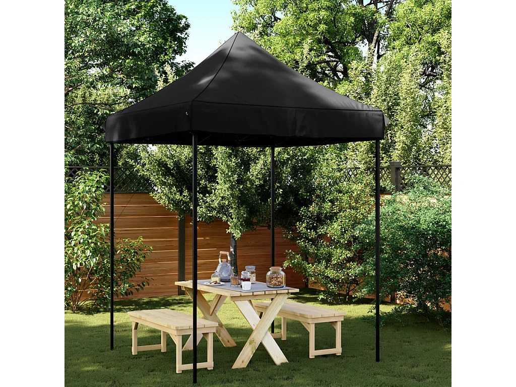 Tente de réception pliable escamotable noir 200x200x306 cm