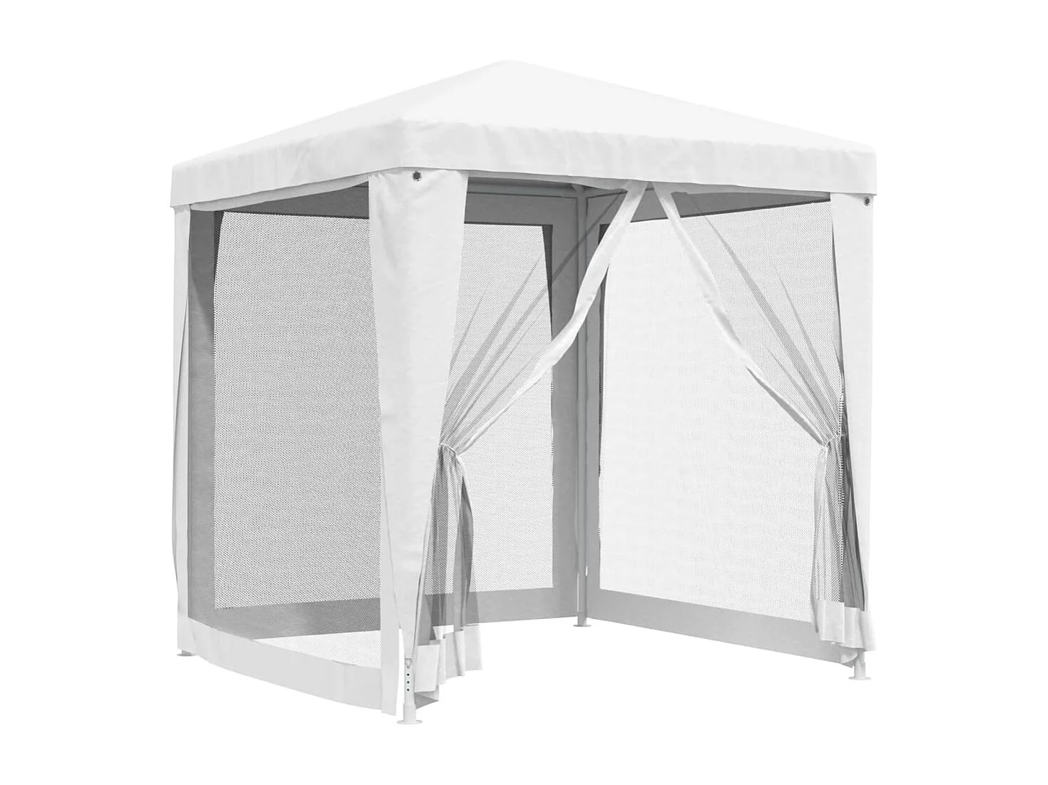 Tente de réception avec 4 parois latérales en maille 2x2m Blanc