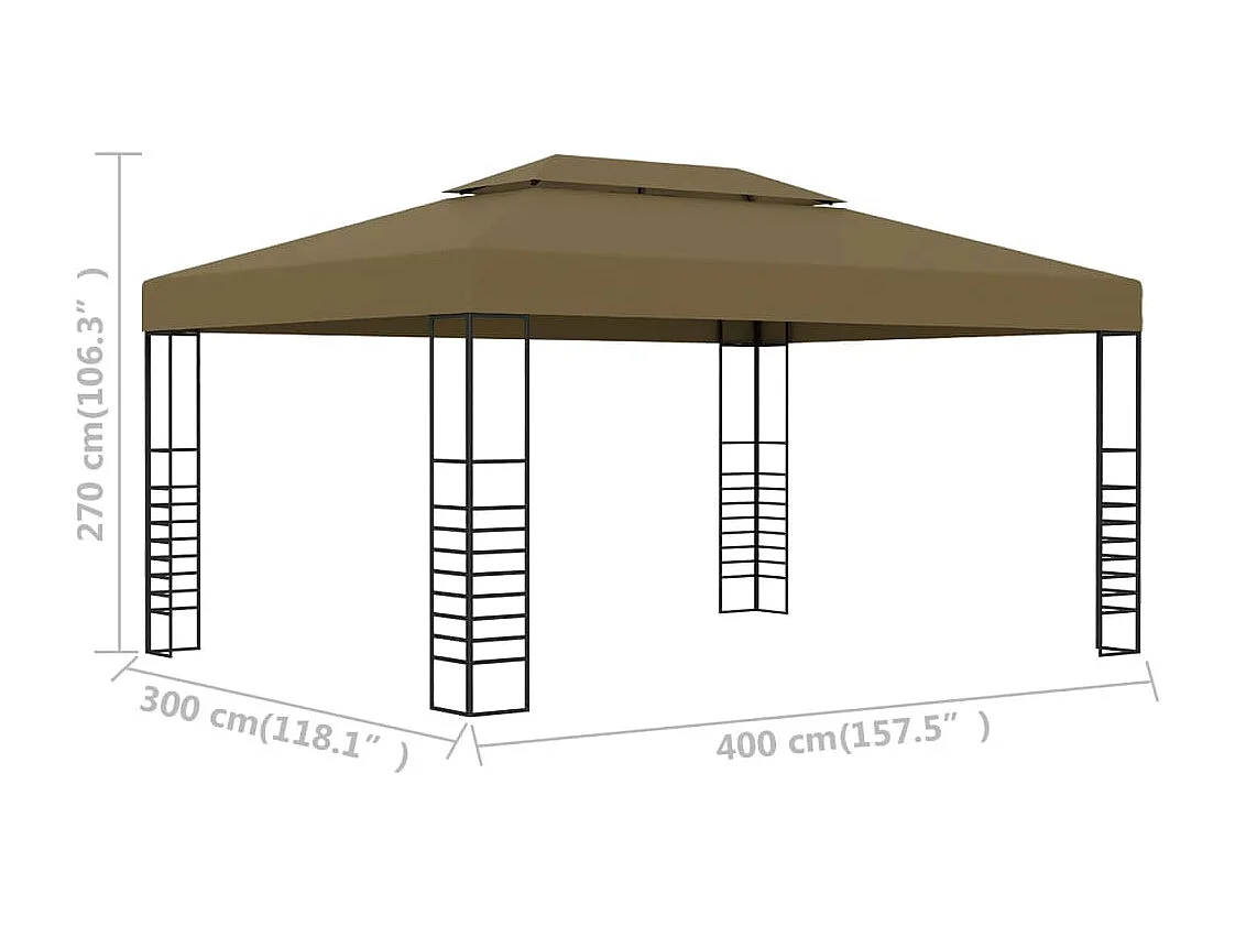 Cenador gris taupe 3x4 m 180 g/m²