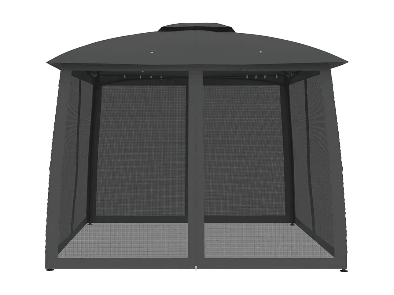 Tonnelle avec double toit et parois en filet anthracite acier