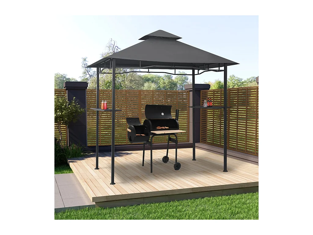 Gazebo per Barbecue 240x150x255 cm Antracite in Acciaio