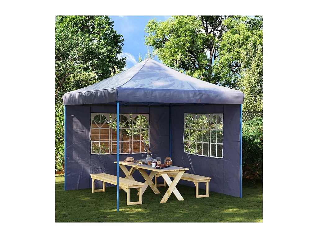Paroi de tente de réception 2 pcs avec fenêtre PE Bleu