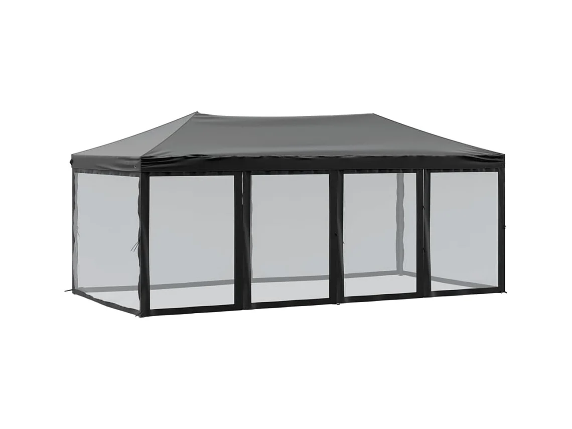 Tente de réception pliable avec parois Noir 3x6 m
