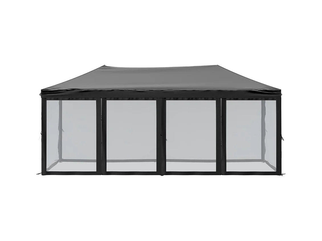 Tente de réception pliable avec parois Noir 3x6 m