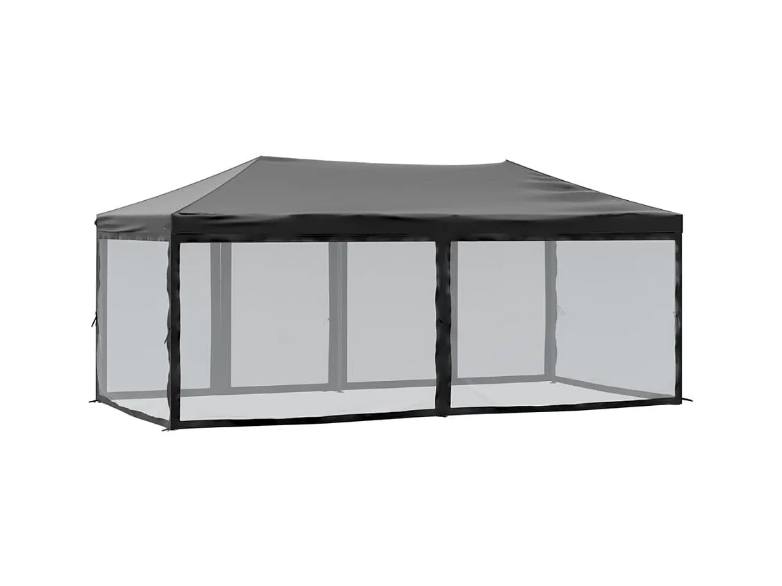 Tente de réception pliable avec parois Noir 3x6 m