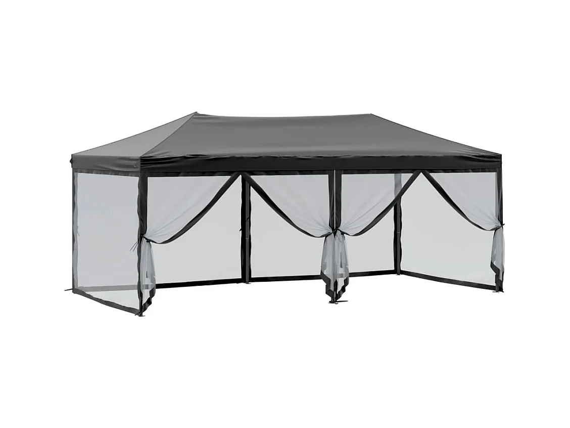 Tente de réception pliable avec parois Noir 3x6 m
