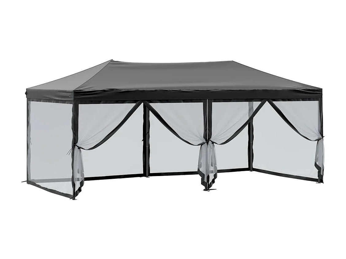 Tente de réception pliable avec parois Noir 3x6 m