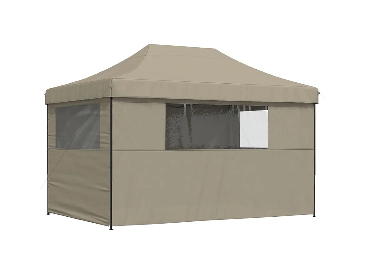 Tente de réception pliable escamotable 4 parois latérales taupe