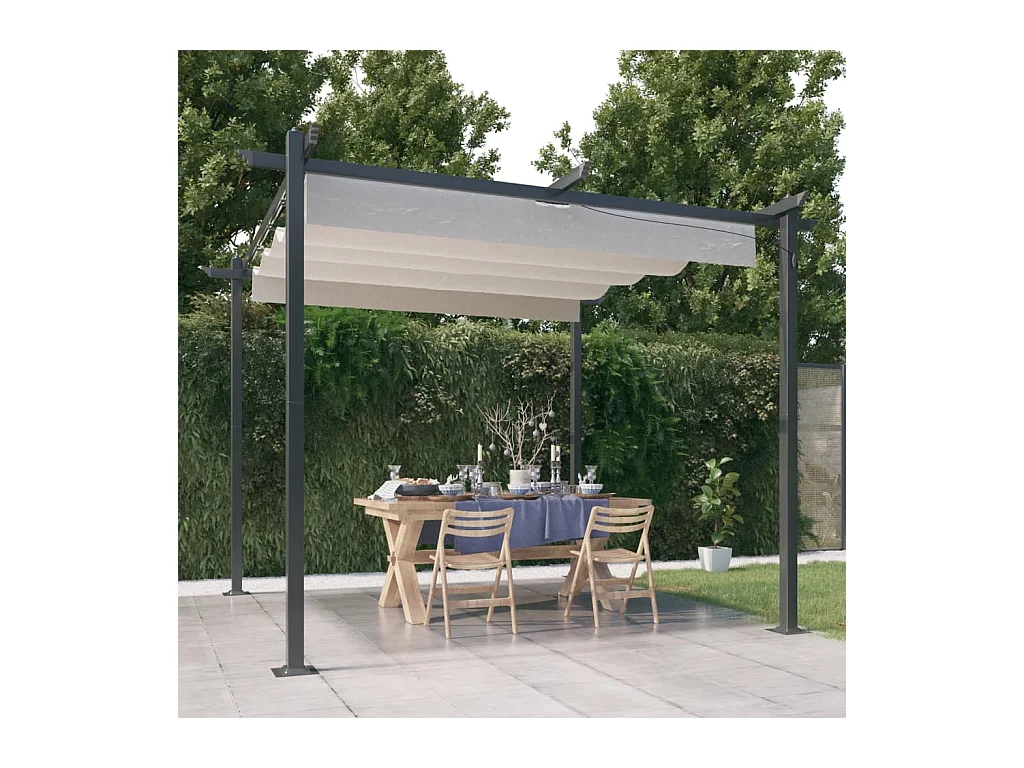 Pavillon mit Ausziehbarem Dach 3x3 m Creme