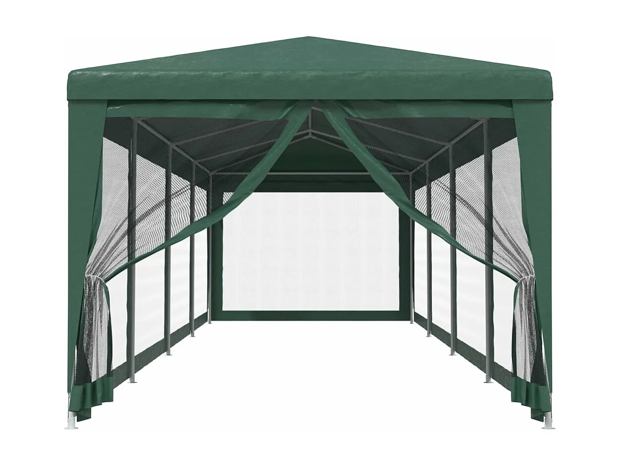 Tente de fête et 10 parois latérales en maille Vert 3x12 m PEHD