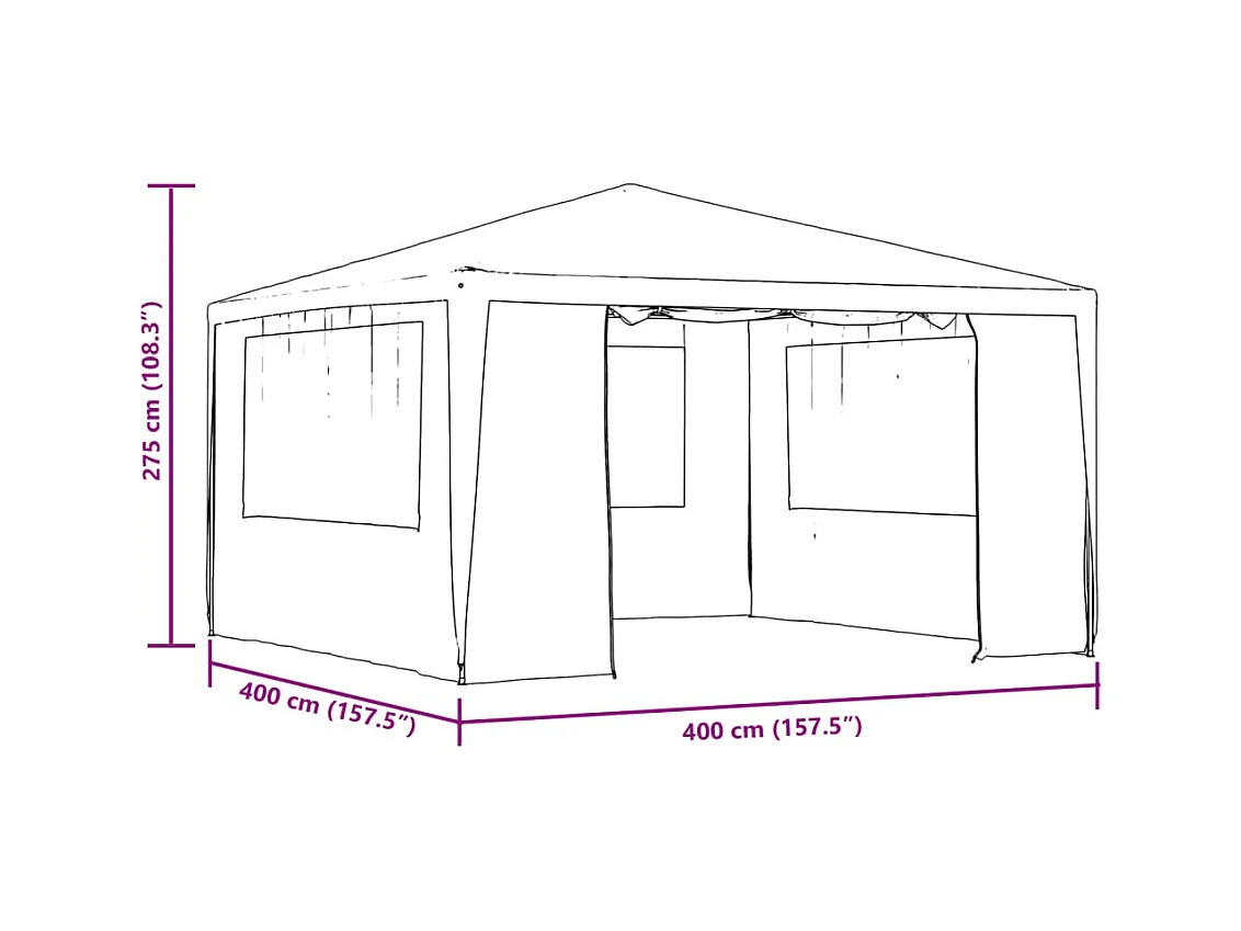 Gazebo Professionale con Pareti 4x4 m Antracite 90 g/m²