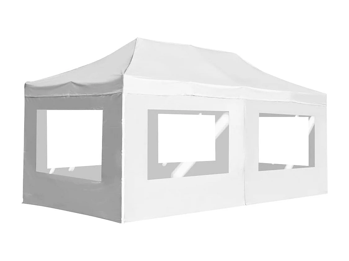 Tente de réception pliable avec parois Aluminium 6 x 3 m Blanc