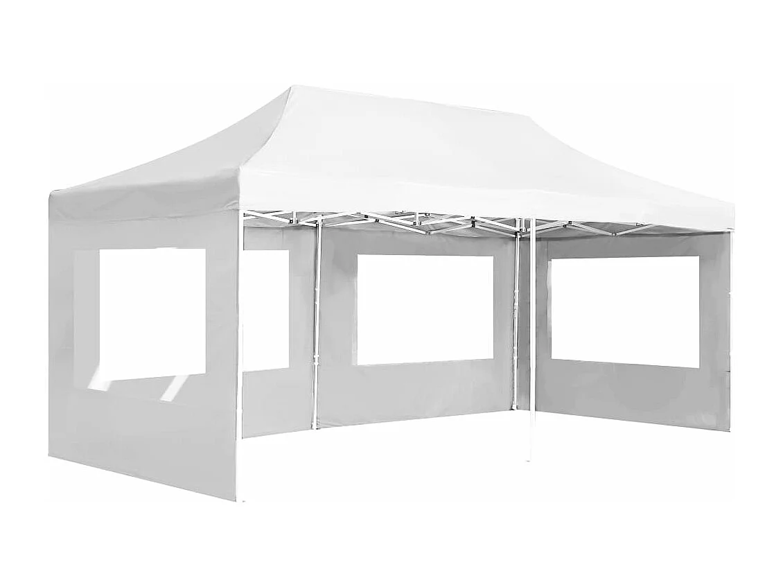 Tente de réception pliable avec parois Aluminium 6 x 3 m Blanc