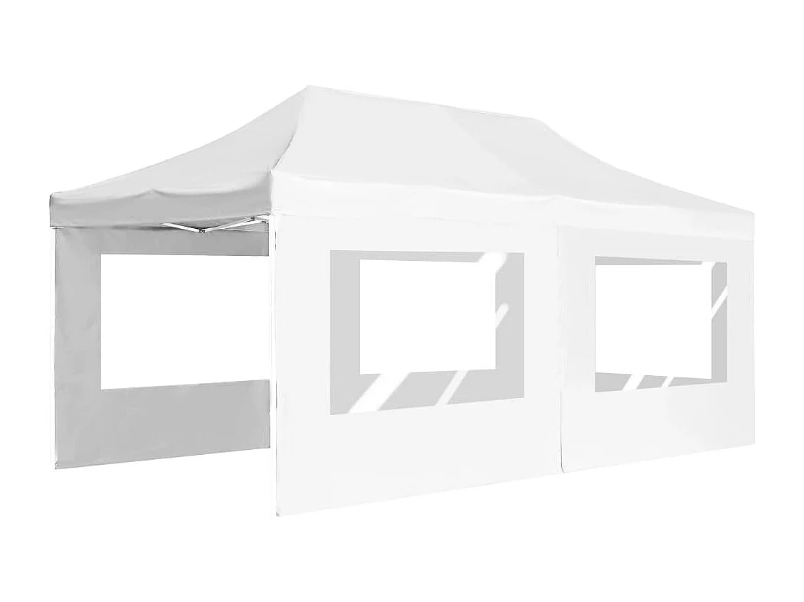 Tente de réception pliable avec parois Aluminium 6 x 3 m Blanc