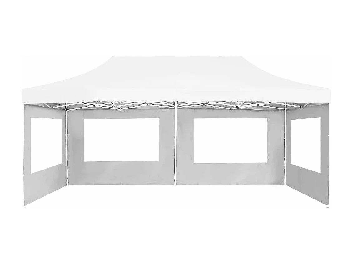Tente de réception pliable avec parois Aluminium 6 x 3 m Blanc