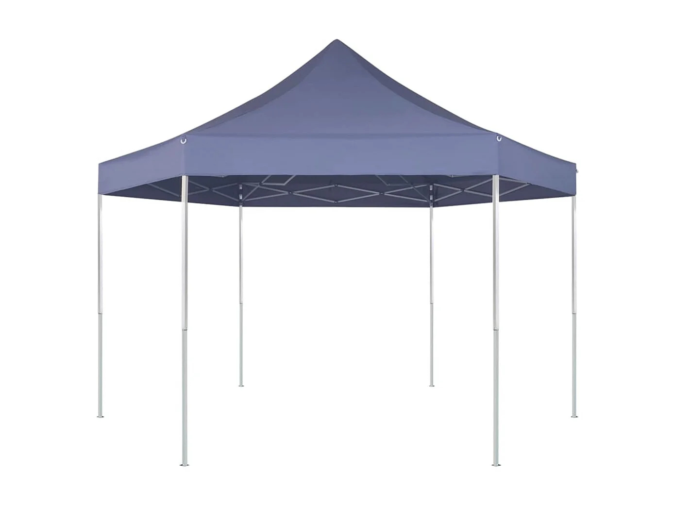 Gazebo Pieghevole Esagonale Pop-Up Blu Scuro 3,6x3,1 m